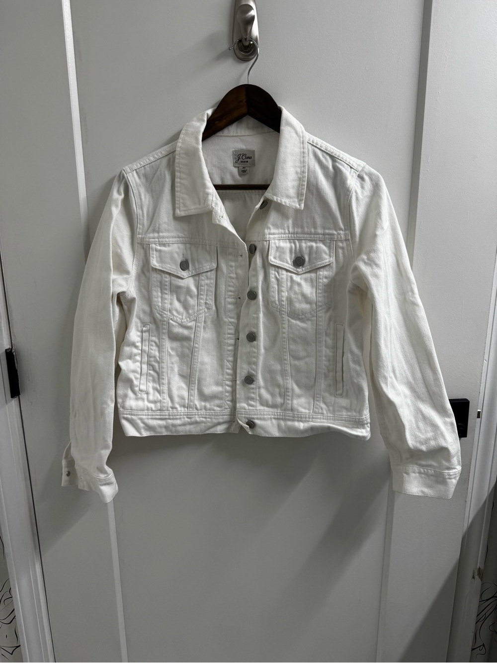 J. Crew White Cropped Denim Jacket